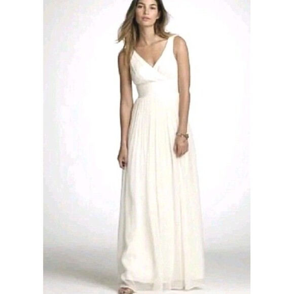 J. Crew Dresses & Skirts - J.Crew Sophia Gown Silk Chiffon Size 2 Ivory 19836 Lined Beach Wedding Formal